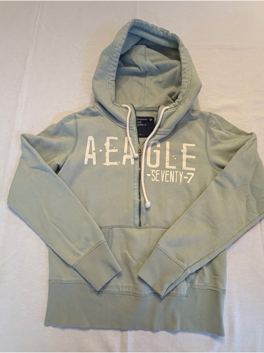 American Eagle Outfitters Sage Green Half-Zip Hoodie Sweater Women’s L